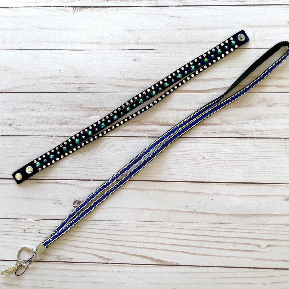 Rhinestone Lanyard Wrist Bracelet - Choker